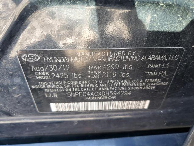 5NPEC4ACXDH594294 - 2013 HYUNDAI SONATA SE GRAY photo 12