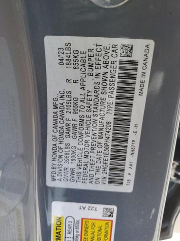 2HGFE1E56PH474208 - 2023 HONDA CIVIC SI GRAY photo 12