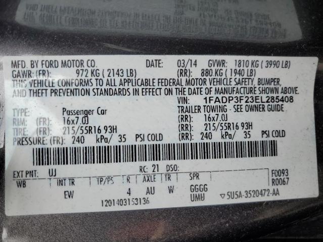 1FADP3F23EL285408 - 2014 FORD FOCUS SE GRAY photo 13