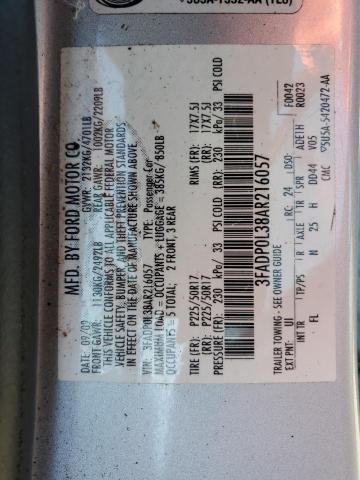 3FADP0L38AR216057 - 2010 FORD FUSION HYBRID SILVER photo 13