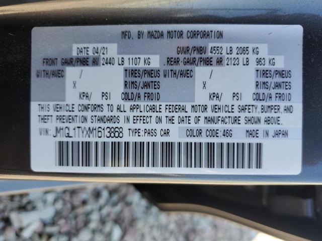 JM1GL1TYXM1613868 - 2021 MAZDA 6 GRAND TOURING GRAY photo 12