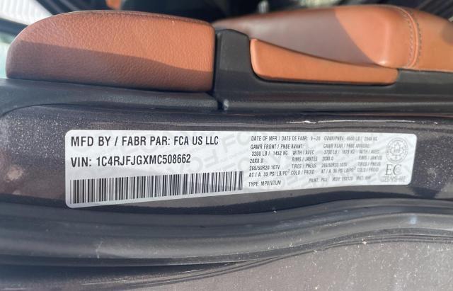 1C4RJFJGXMC508662 - 2021 JEEP GRAND CHER SUMMIT Boz foto 10