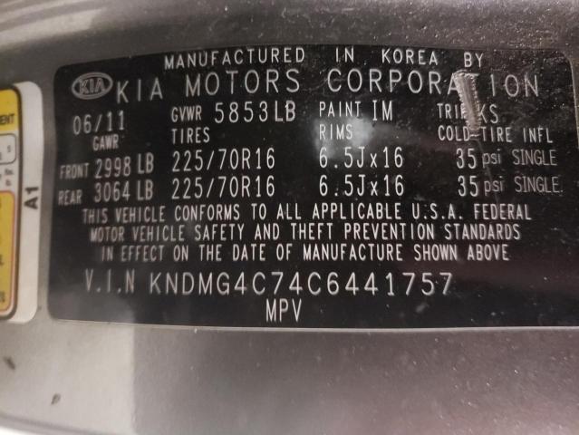 KNDMG4C74C6441757 - 2012 KIA SEDONA LX SILVER photo 13