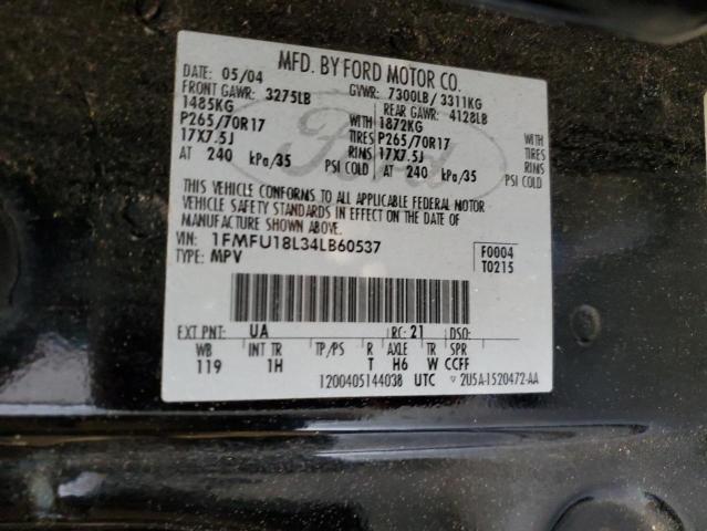 1FMFU18L34LB60537 - 2004 FORD EXPEDITION EDDIE BAUER BLACK photo 13