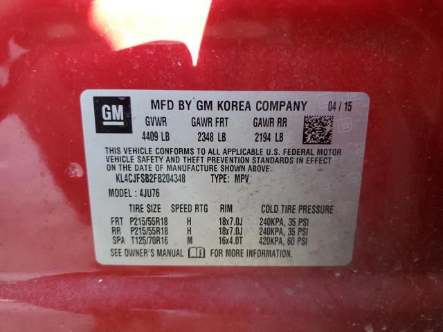 KL4CJFSB2FB204348 - 2015 BUICK ENCORE CONVENIENCE 红色 照片 13