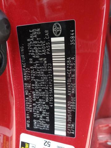 4T1G11AK4PU121923 - 2023 TOYOTA CAMRY SE NIGHT SHADE RED photo 12