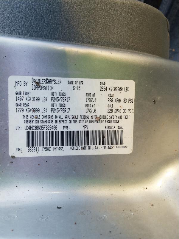 1D4HD38N35F620406 - 2005 DODGE DURANGO ST SILVER photo 10