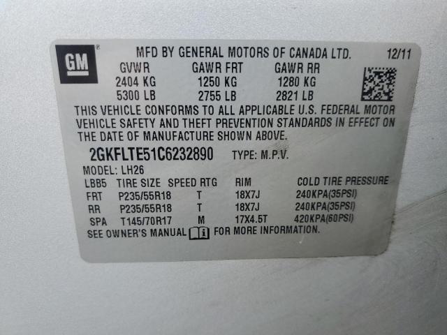 2GKFLTE51C6232890 - 2012 GMC TERRAIN SLE SILVER photo 12