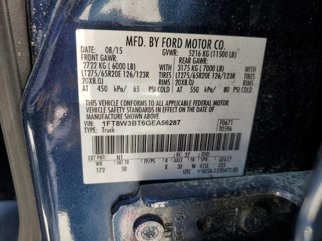 1FT8W3BT6GEA56287 - 2016 FORD F350 SUPER DUTY BLUE photo 13