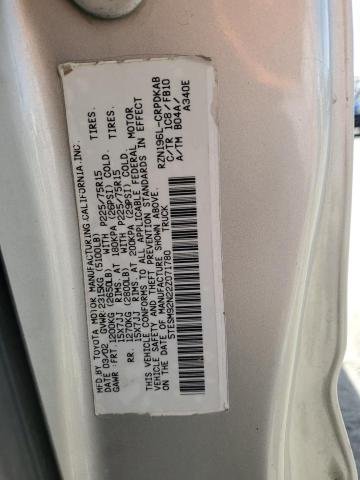 5TESM92N22Z071780 - 2002 TOYOTA TACOMA XTRACAB PRERUNNER ვერცხლისფერი ფოტო 12