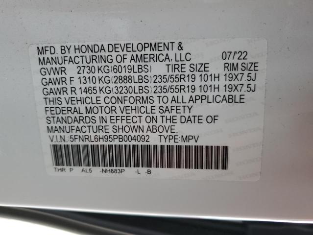 5FNRL6H95PB004092 - 2023 HONDA ODYSSEY ELITE WHITE photo 12