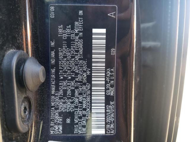 5TDZK22C88S187467 - 2008 TOYOTA SIENNA XLE BLACK photo 14