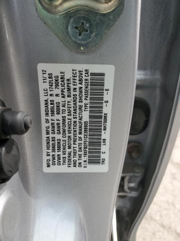 19XFB2F51CE388905 - 2012 HONDA CIVIC LX SILVER photo 13