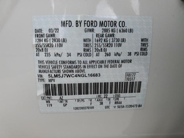 5LM5J7WC4NGL16683 - 2022 LINCOLN AVIATOR RESERVE WHITE photo 14