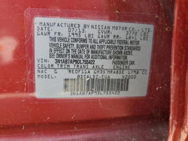 3N1AB7AP9DL755422 - 2013 NISSAN SENTRA S MAROON photo 12