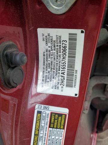 2HGFA16557H506673 - 2007 HONDA CIVIC LX RED photo 13