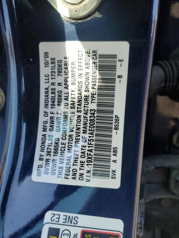 19XFA1F51AE008343 - 2010 HONDA CIVIC LX BLUE photo 12