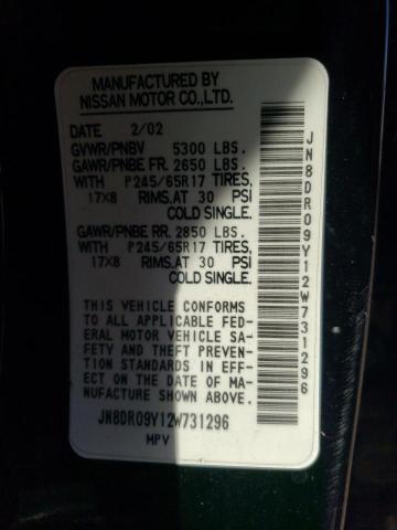 JN8DR09Y12W731296 - 2002 NISSAN PATHFINDER LE 黑色 照片 13