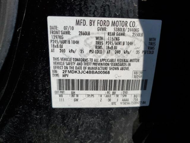 2FMDK3JC4BBA00568 - 2011 FORD EDGE SEL CHARCOAL photo 13