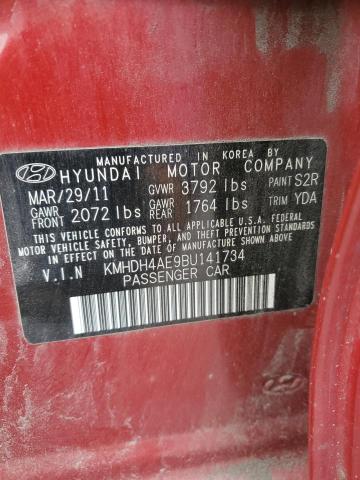 KMHDH4AE9BU141734 - 2011 HYUNDAI ELANTRA GLS MAROON photo 13