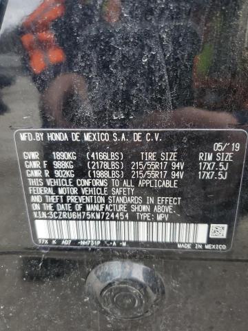 3CZRU6H75KM724454 - 2019 HONDA HR-V EXL BLACK photo 13