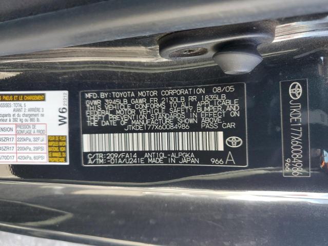 JTKDE177X60084986 - 2006 TOYOTA SCION TC შავი ფოტო 12