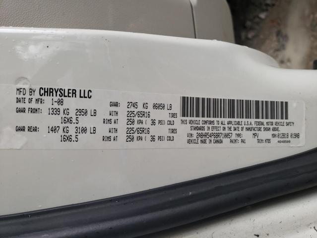 2A8HR54P68R710057 - 2008 CHRYSLER TOWN & COU TOURING თეთრი ფოტო 13