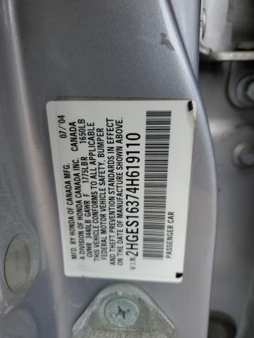 2HGES16374H619110 - 2004 HONDA CIVIC DX VP Gümüş foto 12