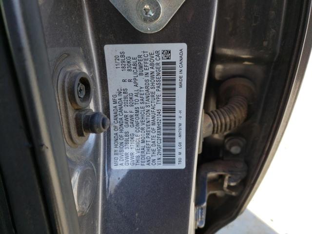 2HGFC2F8XMH521045 - 2021 HONDA CIVIC SPORT 灰色 照片 12