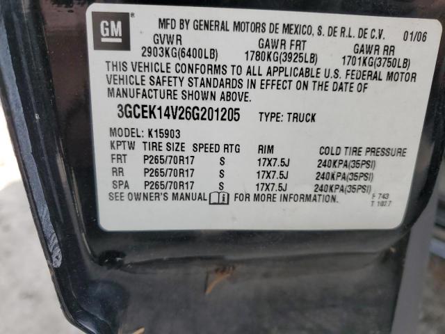 3GCEK14V26G201205 - 2006 CHEVROLET SILVERADO K1500 BLACK photo 12