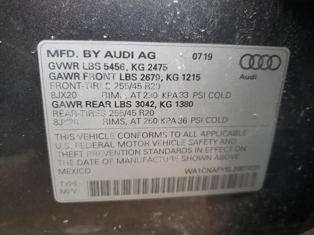 WA1CNAFY5L2001035 - 2020 AUDI Q5 PRESTIGE ნაცრისფერი ფოტო 12