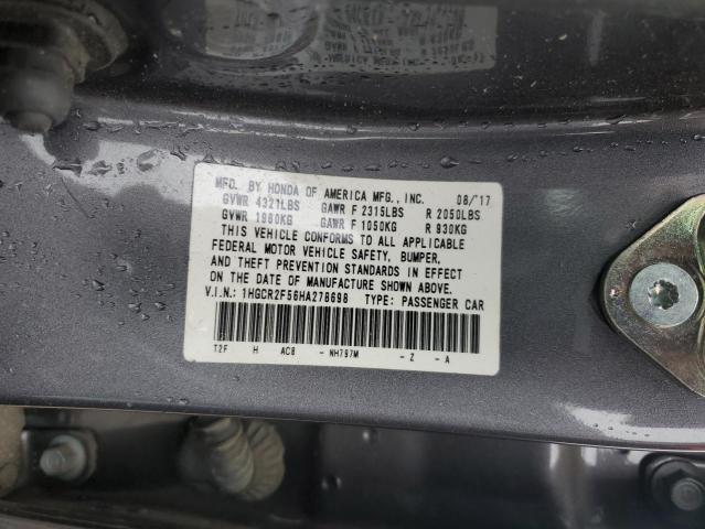 1HGCR2F56HA278698 - 2017 HONDA ACCORD SPORT GRAY photo 13