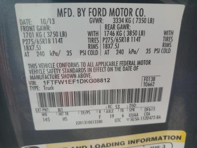 1FTFW1EF1DKG08812 - 2013 FORD F150 SUPERCREW BLUE photo 12