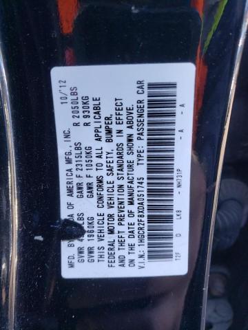 1HGCR2F8XDA051745 - 2013 HONDA ACCORD EXL BLACK photo 12