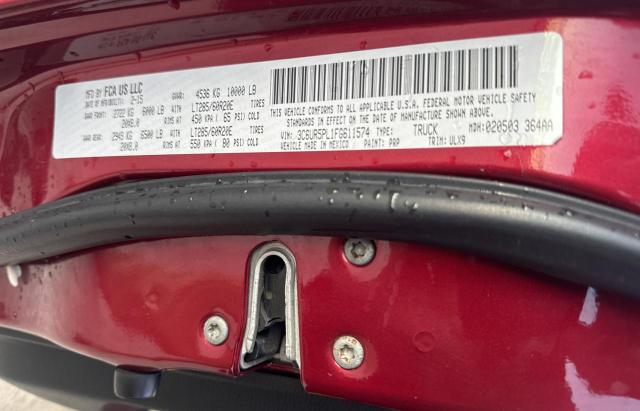 3C6UR5PL1FG611574 - 2015 RAM 2500 LONGHORN RED photo 10