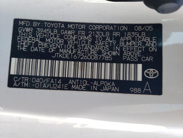 JTKDE167260087785 - 2006 TOYOTA SCION TC 白色 照片 13