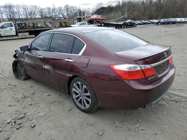 1HGCR2F5XFA070949 - 2015 HONDA ACCORD SPORT MAROON photo 2