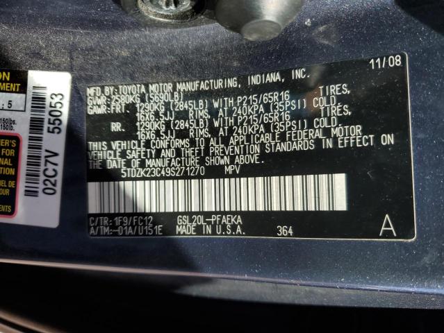 5TDZK23C49S271270 - 2009 TOYOTA SIENNA CE GRAY photo 13