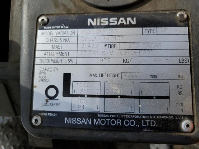 CPL019N2138 - 2015 NISSAN FORKLIFT GRAY photo 10