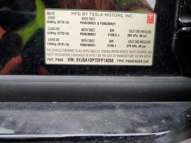 5YJSA1DP7DFP18056 - 2013 TESLA MODEL S შავი ფოტო 12
