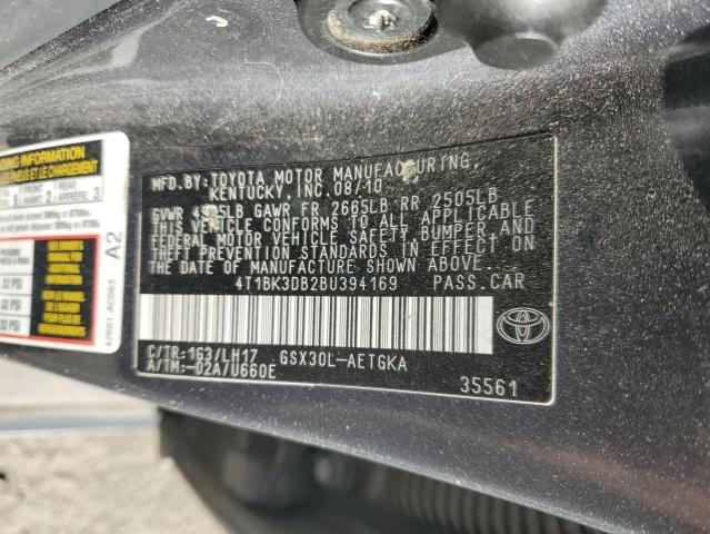 4T1BK3DB2BU394169 - 2011 TOYOTA AVALON BASE GRAY photo 12