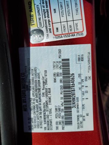 3LNHM28T87R640626 - 2007 LINCOLN MKZ RED photo 12