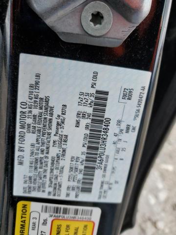 3FA6P0LU3HR348400 - 2017 FORD FUSION SE HYBRID BLACK photo 12