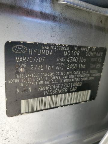 KMHFC46F77A214889 - 2007 HYUNDAI AZERA SE SILVER photo 12