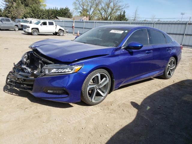 1HGCV1F3XKA100109 - 2019 HONDA ACCORD SPORT BLUE photo 1