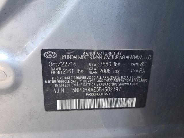 5NPDH4AE5FH602397 - 2015 HYUNDAI ELANTRA SE SILVER photo 12