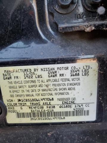 3N1CB51D06L497068 - 2006 NISSAN SENTRA 1.8 BLACK photo 12