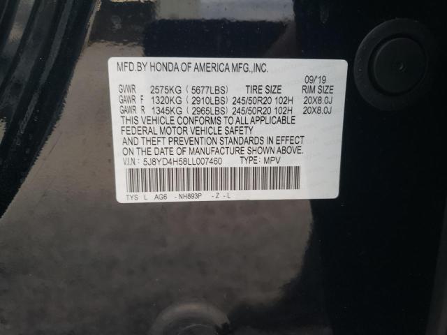 5J8YD4H58LL007460 - 2020 ACURA MDX TECHNOLOGY BLACK photo 14