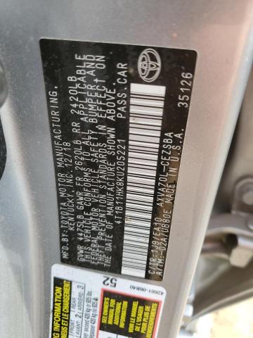 4T1B11HK8KU205221 - 2019 TOYOTA CAMRY L SILVER photo 12