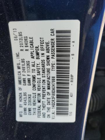 1HGCR3F89DA047966 - 2013 HONDA ACCORD EXL BLUE photo 12